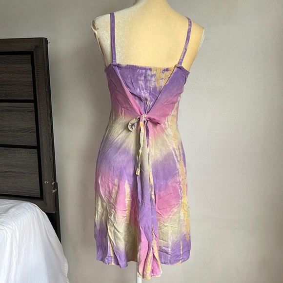 Henna tie dye Spaghetti Strap Embroidered Dress-OS - Picture 4 of 16